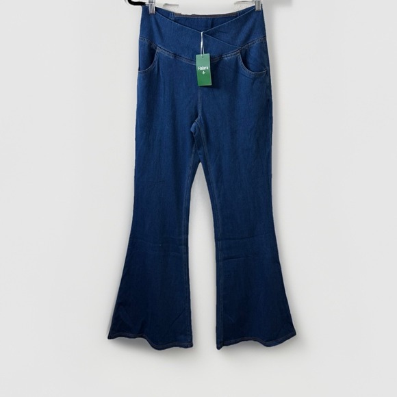 HALARA Pants - Halara Denim Wide Leg Womens L Tall Blue Medium Wash High Rise Stretch NWT